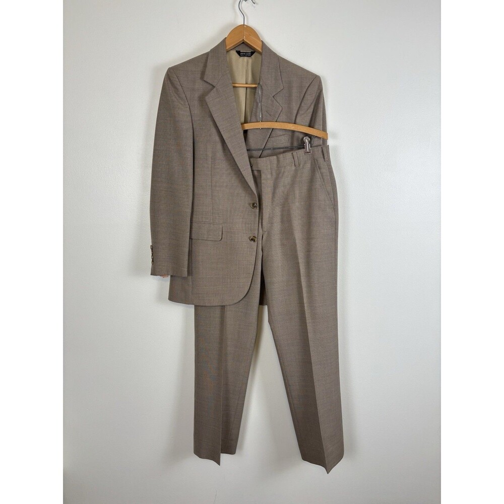 Vintage Pierre Cardin Bloomingdale’s Mens Suit Brown Micropattern Size 38R